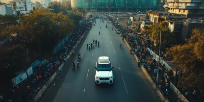 Drone Shot of Range Rover