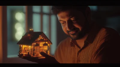 Portrait of a Businessman with Miniature Shop