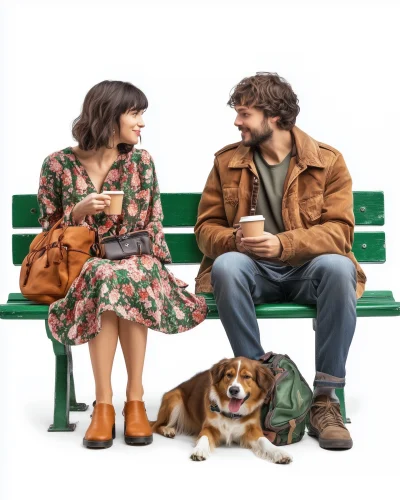 Couple on a Green Bench