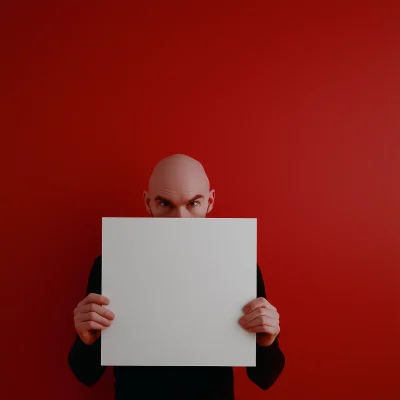 Bald Man with Poster