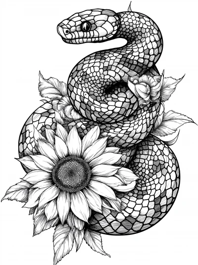 Rattlesnake and Sunflower