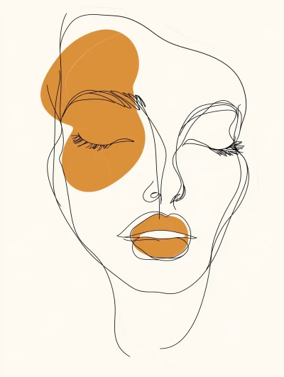 Abstract Calm Face in Continuous Line