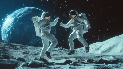 Astronauts Dancing on the Moon