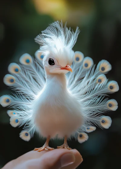 White Peacock on Palm