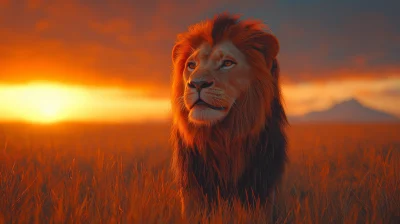 Majestic Lion at Sunset