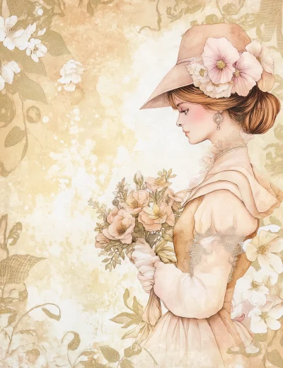 Victorian Lady Watercolor Illustration