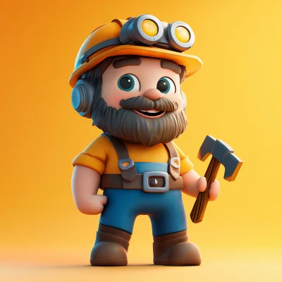 Cartoon Miner Character