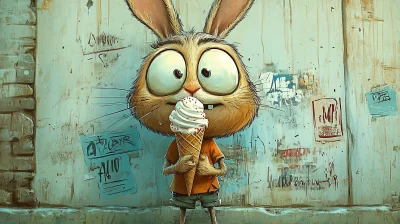 Rabbit Character with Ice Cream