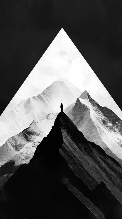 Geometric Mountain with Mother Figure