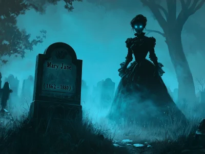 Creepy Woman in Graveyard