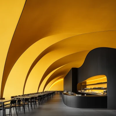 Curved Ceiling in Dining Area