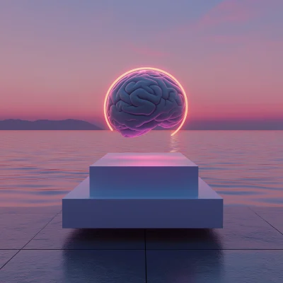 Minimalist Synthwave Brain