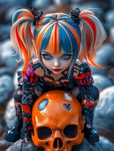 Gothic Doll with Rainbow