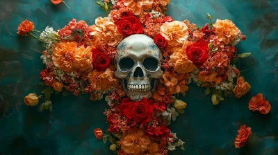 Skull and Floral Cross