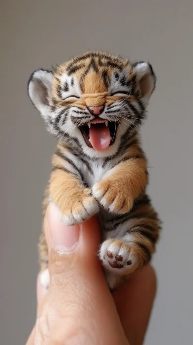 Adorable Tiny Tiger Cub