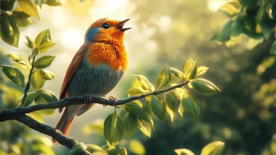 Singing Bird on a Branch