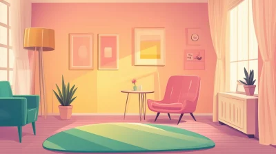 Cute Flat Art Room Background