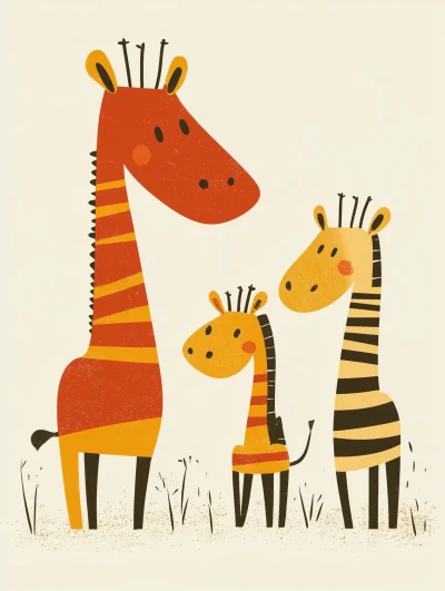 Zebra Family Illustration