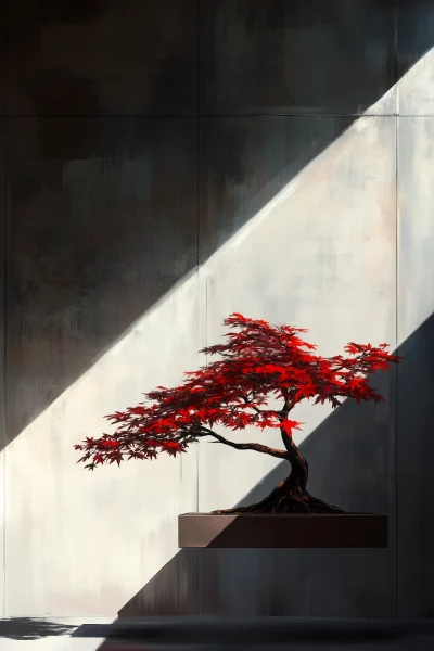 Japanese Maple Bonsai in Minimalist Atrium