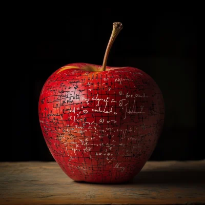 Red Apple with Mathematical Equations