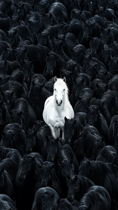 Majestic White Horse Herd