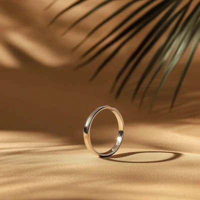 Elegant Silver Ring on Sand