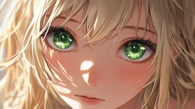 Anime Girl with Green Irises