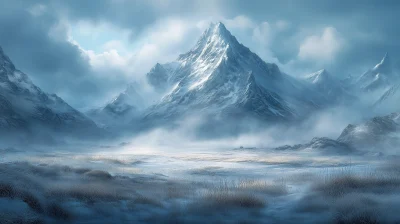 Foggy Snowy Landscape