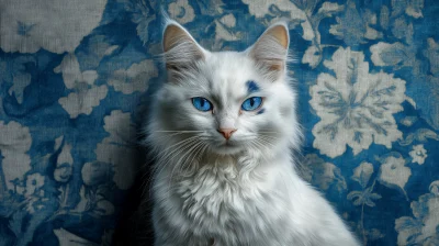 White Cat with Porcelain Patterns