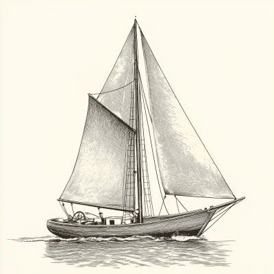 Engraved Sailboat Illustration