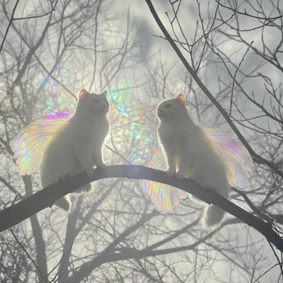 Whimsical Winged Cats