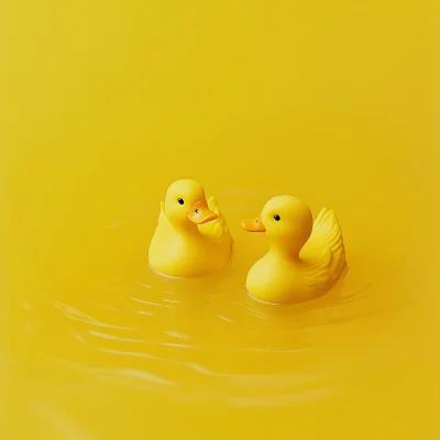 Yellow Ducks on Water