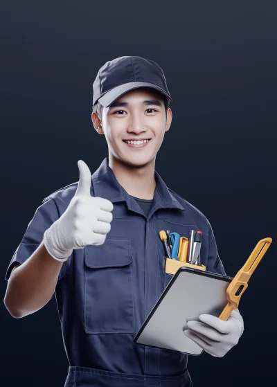 Asian Male Service Technician with Thumbs Up