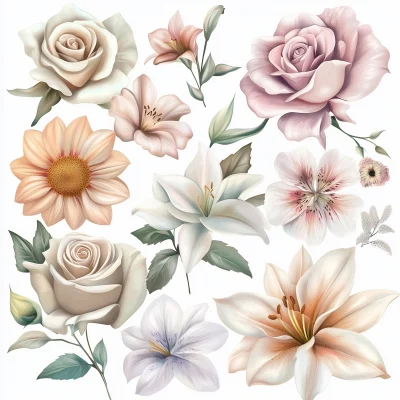 Pastel Flowers Clipart