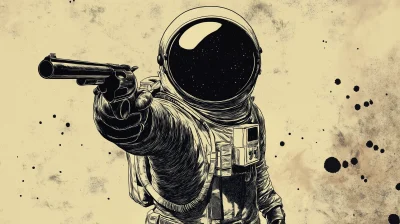 Astronaut with Western Guns