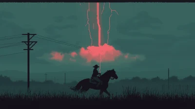 Cowgirl in Thunderstorm