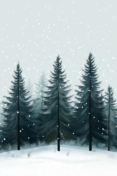 Scandinavian Winter Forest Scene