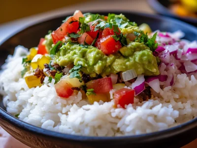 Guacamole on Rice