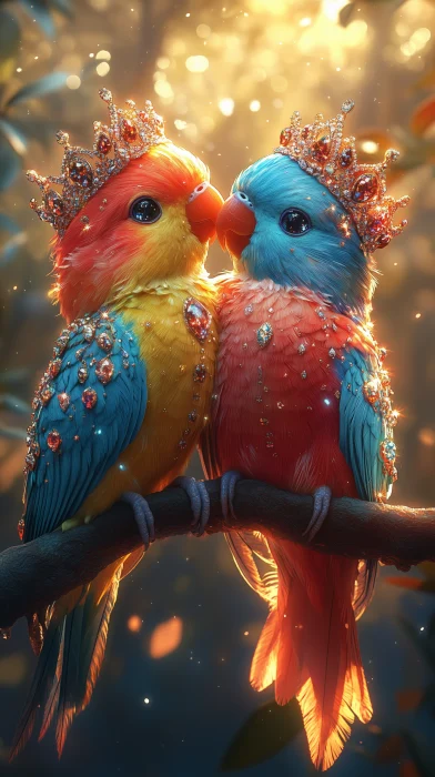 Colorful Crowned Birds