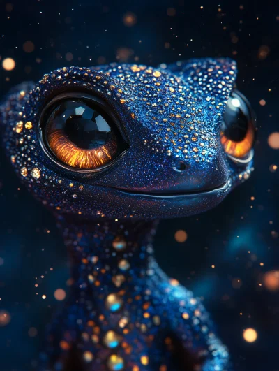 Cute Baby Alien Lizard in Space