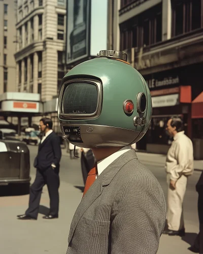 Man with Tube Screen TV Head