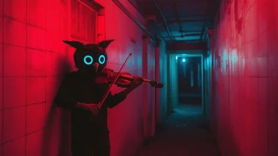 Abandoned Hallway with EDM Owl