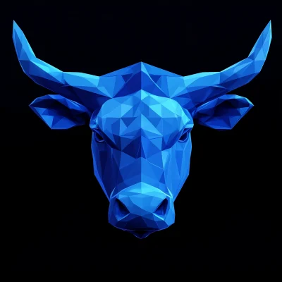 Abstract Blue Bull Head