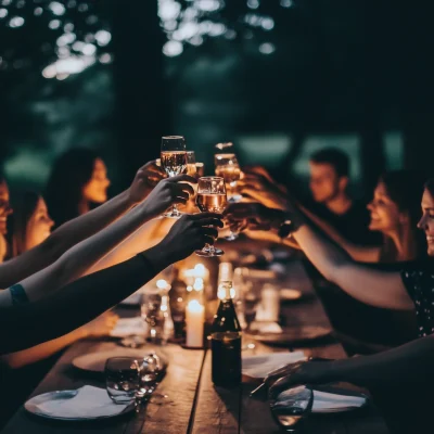 Nighttime Toast Among Friends