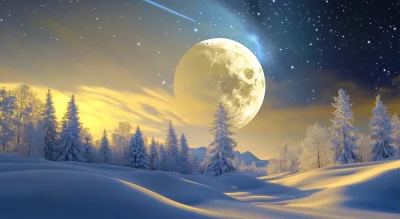 Enchanting Winter Night Scene