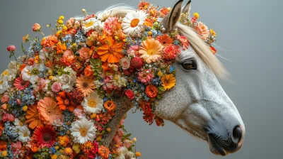 Dramatic Floral Horse Portrait