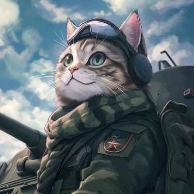 Military Cat in Anime Style