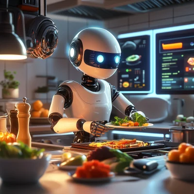 Vibrant AI Chef in Kitchen