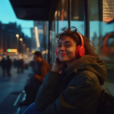 Smiling at the Bus Shelter