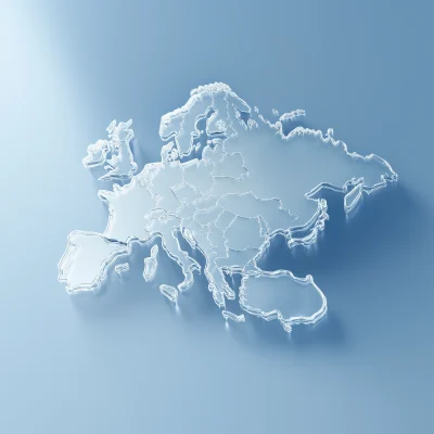 Transparent Glass World Map of Europe